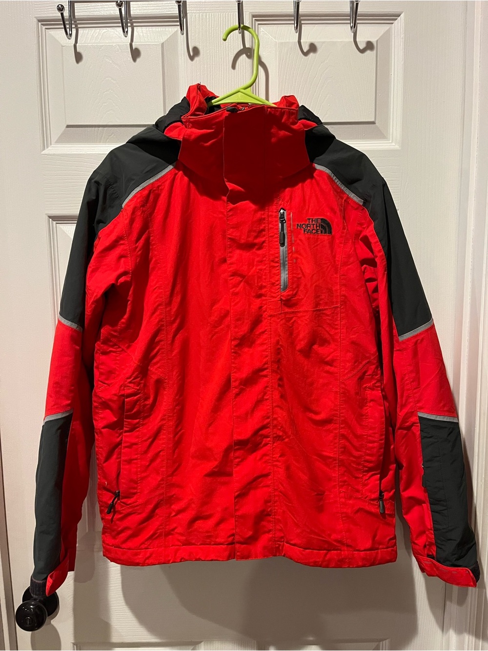 The North Face Red and Black Hooded Outdoor Jacket